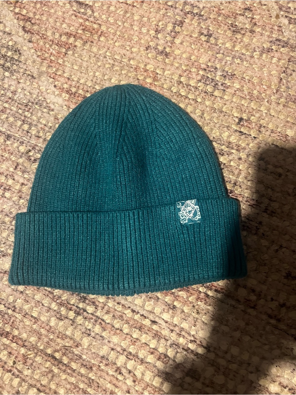 Vera Bradley Teal Blue Ribbed Knit Cuffed Winter Beanie Hat